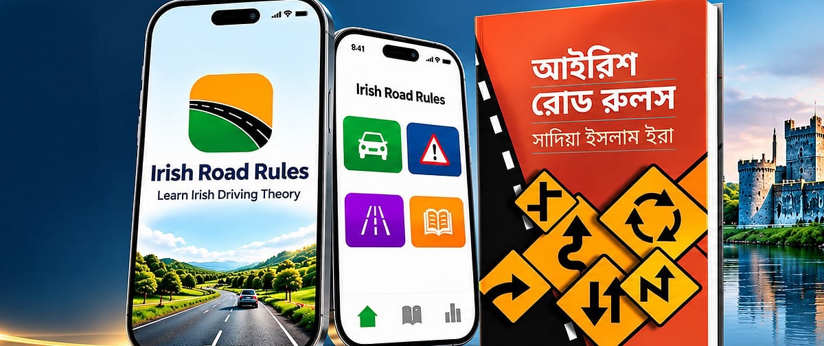 আয়ারল্যান্ডে ড্রাইভিং থিওরি পরীক্ষার প্রস্তুতিতে বাংলা অ্যাপ ও বই